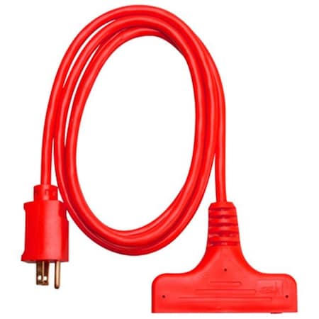 Virtual Extension Cord, Indoor/Outdoor, 3 Outlets, Red, 6 ft VI135464